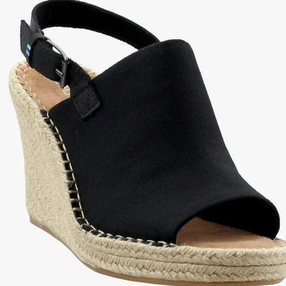 Toms Black Espadrille Wedge Slingback Sandal - Women - Picture 1 of 9